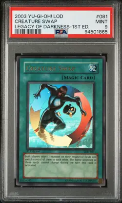 2003 YU-GI-OH! LOD-LEGACY OF DARKNESS 1ST ED #081 CREATURE SWAP PSA 9 - Image 1