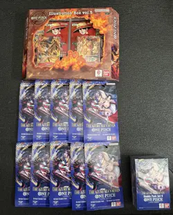 One Piece TCG - Illustration Box 5 + Double Pack 09 + 10x Sleeved OP14 Packs NEW - Image 1
