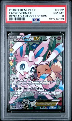 2016 POKEMON XY GENERATIONS RADIANT COLLECTION #RC32 FULL ART/SYLVEON EX PSA 8 - Image 1