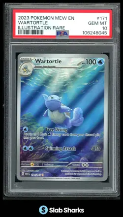 2023 POKEMON SV 151 - MEW EN #171/165 WARTORTLE ILLUSTRATION RARE PSA 10 - Image 1