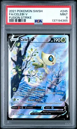 2021 POKEMON SWORD & SHIELD FUSION STRIKE #245 FULL ART/CELEBI V PSA 9 - Image 1