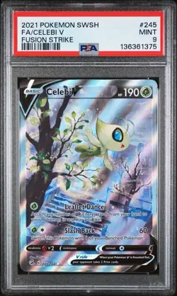 2021 POKEMON SWORD & SHIELD FUSION STRIKE #245 FULL ART/CELEBI V PSA 9 - Image 1