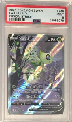 2021 Pokemon Sword & Shield Fusion Strike PSA 9 Celebi V ALTERNATE Full Art #245 - Image 1