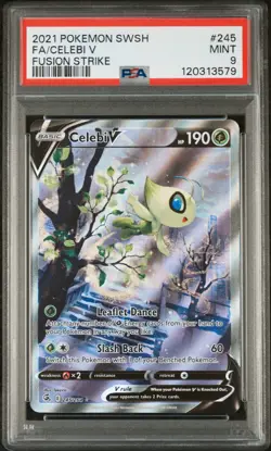 2021 POKEMON SWORD & SHIELD FUSION STRIKE #245 FULL ART/CELEBI V PSA 9 - Image 1