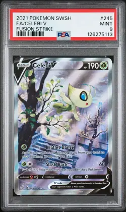 2021 POKEMON SWORD & SHIELD FUSION STRIKE #245 FULL ART/CELEBI V PSA 9 - Image 1