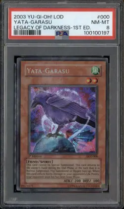 2003 Yu-Gi-Oh! LOD Legacy of Darkness #000 Yata-Garasu 1st Edition PSA 8 - Image 1