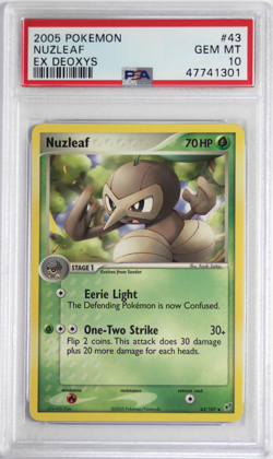 2005 Pokemon EX Deoxys # 43 Nuzleaf PSA 10 Card GEM MINT! Trusted Seller! Pop 3! - Image 1