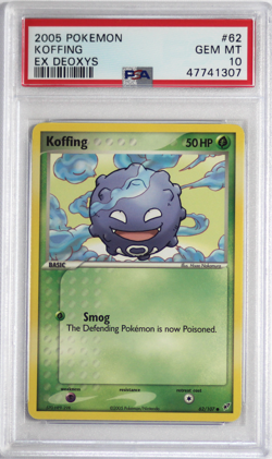 2005 Pokemon EX Deoxys #62 Koffing PSA 10 Card GEM MINT! Rare! Pop 4! Non Holo - Image 1