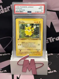 Pikachu 60/64 1st Edition Jungle PSA 9 Graded MINT Pokemon Card - Image 1