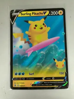 Surfing Pikachu V 008/025 - Celebrations - Ultra Rare Holo Pokemon Card NM - Image 1
