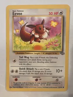Pokemon Card Eevee 51/64 Jungle Unlimited Vintage LP - Image 1