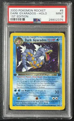 DARK GYARADOS PSA 9 2000 POKEMON TEAM ROCKET 1ST EDITION #8/82 HOLO 375 - Image 1