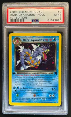 2000 Pokemon Team Rocket First Edition Dark Gyarados Holo #8/82 PSA 9 - Image 1