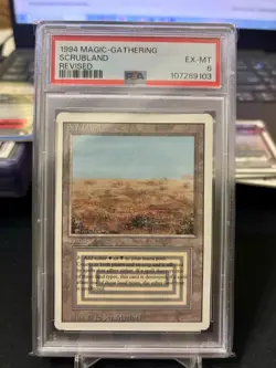 Magic the gathering MTG Revised Scrubland Dual Lands PSA 6 EX-MT vintage - Image 1