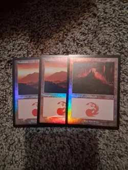 Mountain NM Foil Retro Frame Dominaria Remastered MTG Innistrad X3 - Image 1