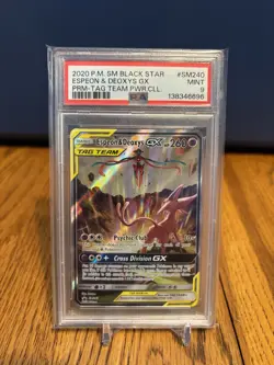 Pokemon TCG Espeon & Deoxys GX SM240 Black Star Promo Holo - Image 1