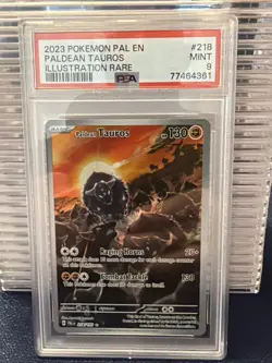 2023 Pokemon PAL EN: PALDEAN TAUROS Illustration Rare PSA 9 - Image 3