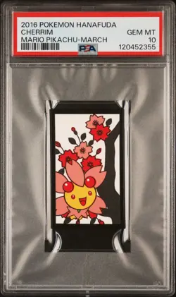 2016 POKEMON HANAFUDA MARIO PIKACHU MARCH CHERRIM PSA 10 - Image 1