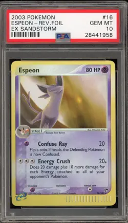 Pokemon Espeon EX Sandstorm Reverse Holo Rare #16 PSA 10 Gem Mint - Image 1