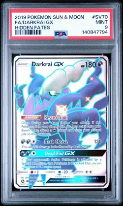 2019 POKEMON SUN & MOON HIDDEN FATES #SV70 FULL ART/DARKRAI GX PSA 9 - Image 1