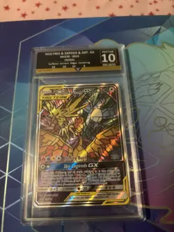 Moltres & Zapdos & Articuno GX SM210 getgraded 10 Holo Promo Pokemon Card slab - Image 1