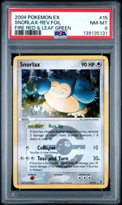 2004 Pokemon EX Fire Red & Leaf Green Snorlax-Reverse Holo Foil #15 PSA NM-MT 8 - Image 3