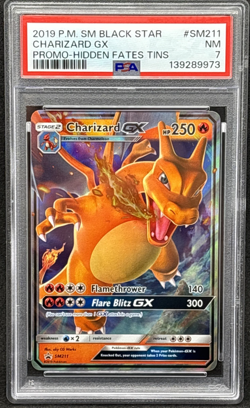 2019 Pokemon - Hidden Fates - Charizard GX - Black Star Promo - SM211 - PSA 7 - Image 1