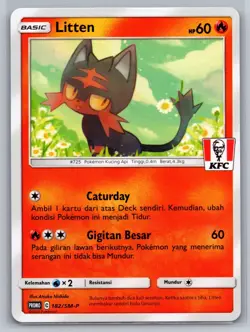 Pokemon 2021 Litten 182/SM-P - Indonesian Sun & Moon Promos KFC Chaki Kids Meal - Image 1