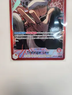 One Piece TCG OP14-001 Azure Sea's Seven Trafalgar Law Alternate Art Leader Red - Image 2