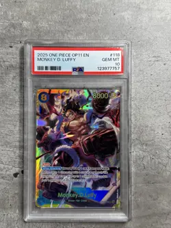 One Piece TCG Monkey D Luffy SEC PSA 10 Gem, Fist of Divine Speed OP11-118, 2025 - Image 1