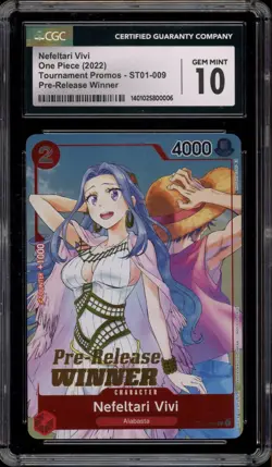One Piece CCG Nefeltari Vivi Pre-Release Winner Promo ST01-009 CGC 10 Gem Mint - Image 1