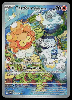 Pokemon Card - Castform Sunny Form Surging Sparks 195/191 Holo Illustration Rare - Image 1