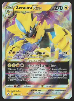 Crown Zenith Zeraora VSTAR #055/159 Ultra Rare Pokemon Card - Image 1