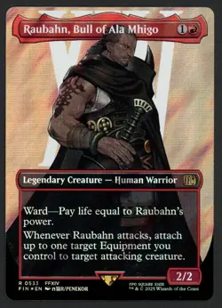 ***Surge FOIL Borderless Raubahn, Bull of Ala Mhigo MTG Final Fantasy Kid Icarus - Image 1