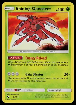 Pokemon Card - Shining Genesect Shining Legends 9/73 Shiny Holo Rare - Image 1