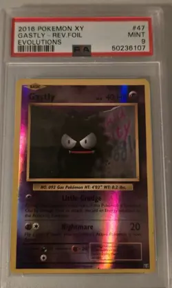 2016 Pokemon Xy Gastly Reverse Holo Evolutions PSA 9 #47 Cert 50236107 - Image 1