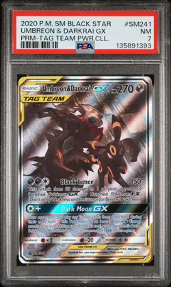2020 Pokemon Sm Black Star Promo #SM241 Umbreon & Darkrai Gx PSA 7 - Image 1
