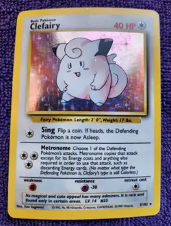 Clefairy 5/102 Base Set Rare Holo Rare Pokemon - Image 1