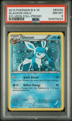 2013 POKEMON BLACK STAR PROMO GLACEON #BW90 HOLO PSA 8 NM-MT #122724656 - Image 1