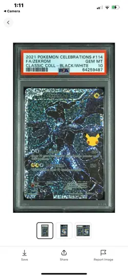 2021 POKEMON CELEBRATIONS FULL ART ZEKROM BLACK/WHITE 114/114 PSA 10 GEM MINT - Image 2