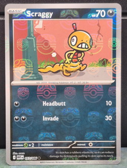 Scraggy 057/086 Master Ball Pattern Reverse Holo White Flare Pokemon Near Mint - Image 1