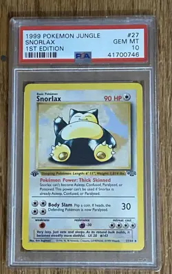 1999 Pokemon Jungle #27 Snorlax 1st Edition! PSA 10 Non Holo - Image 1