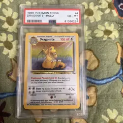 PSA 6 Dragonite Holo 4/62 Fossil 1999 Pokemon TCG Card EX-MT - Image 1