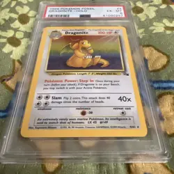 PSA 6 Dragonite Holo 4/62 Fossil 1999 Pokemon TCG Card EX-MT - Image 2
