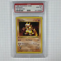 Pokemon Base Set Magmar Shadowless PSA 10 Gem Mint 1st Edition #36 - Image 1