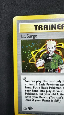 Pokemon Lt. Surge TCG 017/132 Gym Heroes First Ed. Trainer Holo Rare Swirl NM - Image 2
