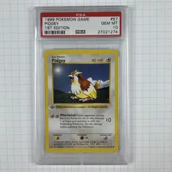 Pokemon Pidgey 1st Edition Base Set Shadowless #57 PSA 10 Gem Mint 1999 - Image 1