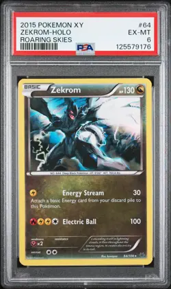 2015 POKEMON XY ROARING SKIES #64 ZEKROM-HOLO PSA 6 - Image 1