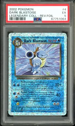 2002 Pokemon Legendary Collection 4 Dark Blastoise Reverse PSA 5 Excellent - Image 1