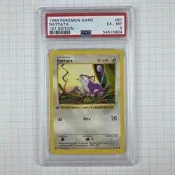 1999 Pokemon Rattata #61 1st Edition Shadowless PSA 6 - Image 1